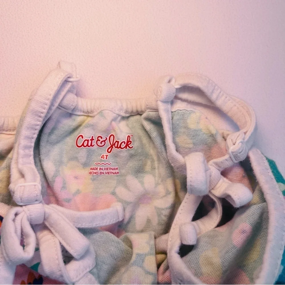 Cat & Jack Kids Matching Sets dress romper tank shorts set - Pink, green, White - Picture 9 of 15